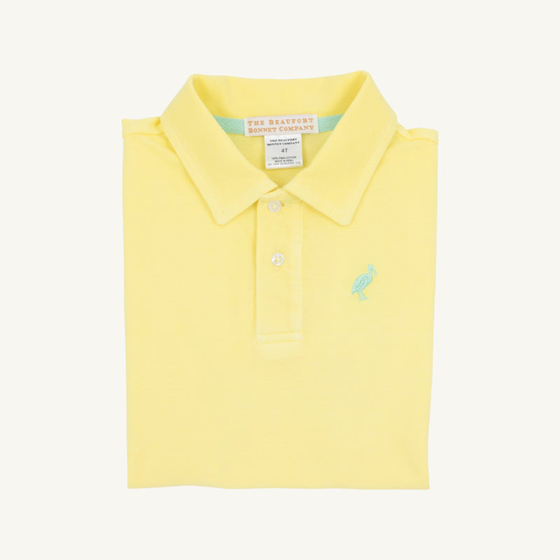 Prim & Proper Beach Polo & Onesie - Lake Worth Yellow with Grace Bay Green Stork