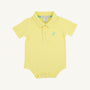 Prim & Proper Beach Polo & Onesie - Lake Worth Yellow with Grace Bay Green Stork