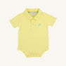 Prim & Proper Beach Polo & Onesie - Lake Worth Yellow with Grace Bay Green Stork