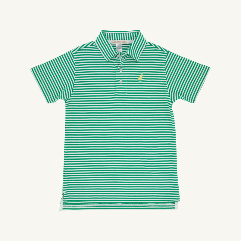 Prim & Proper Polo & Onesie - Kiawah Kelly Green Stripe with Bellport Butter Yellow Stork