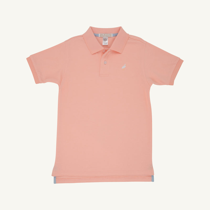 Prim & Proper Polo & Onesie - Pompano Peach with Multicolor Stork