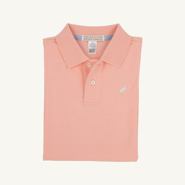 Prim & Proper Polo & Onesie - Pompano Peach with Multicolor Stork