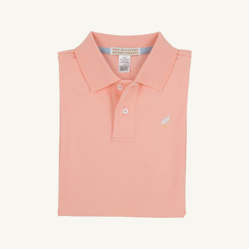 Prim & Proper Polo & Onesie - Pompano Peach with Multicolor Stork