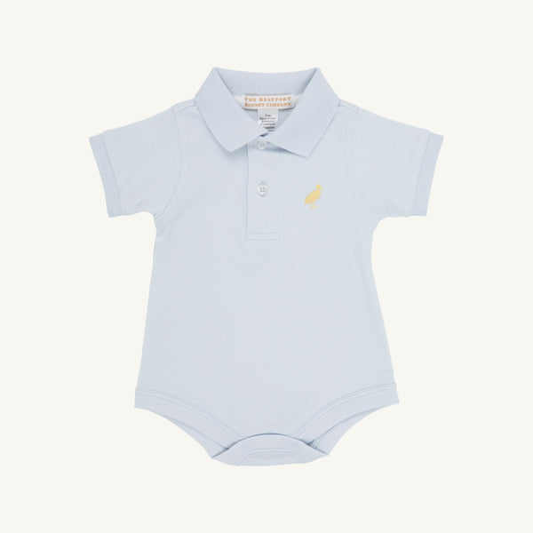 Prim & Proper Polo & Onesie - Buckhead Blue with Bellport Butter Yellow Stork