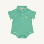 Prim & Proper Polo & Onesie - Kiawah Kelly Green Stripe with Bellport Butter Yellow Stork