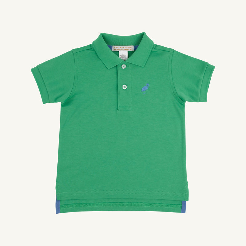 Prim & Proper Polo & Onesie - Kiawah Kelly Green with Barbados Blue Stork