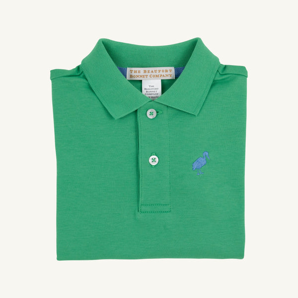 Prim & Proper Polo & Onesie - Kiawah Kelly Green with Barbados Blue Stork