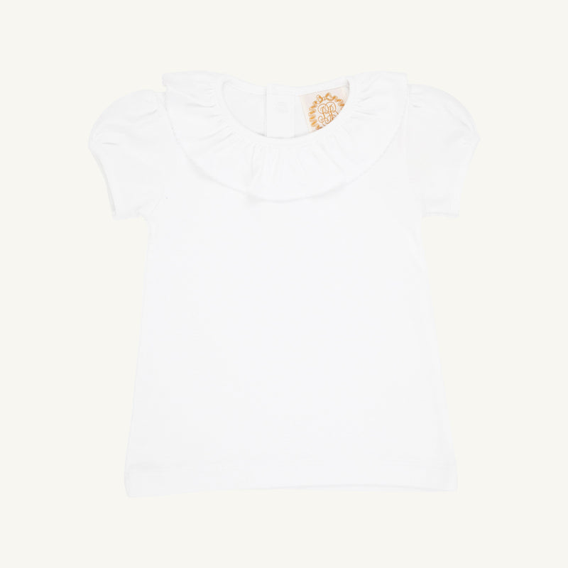 Ramona Ruffle Collar Shirt & Onesie (Short Sleeve Pima) - Worth Avenue White