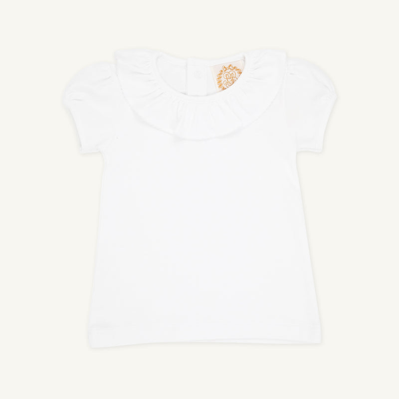 Ramona Ruffle Collar Shirt & Onesie (Short Sleeve Pima) - Worth Avenue White