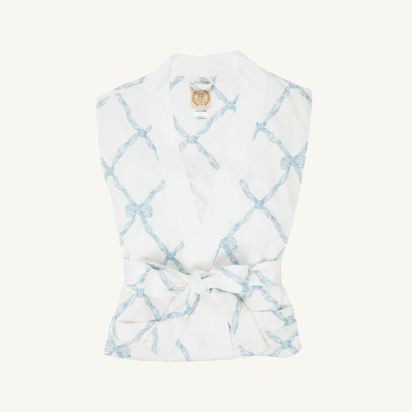 Ready or Not Robe (Women) - Buckhead Blue Belle Meade Bow with Worth Avenue White