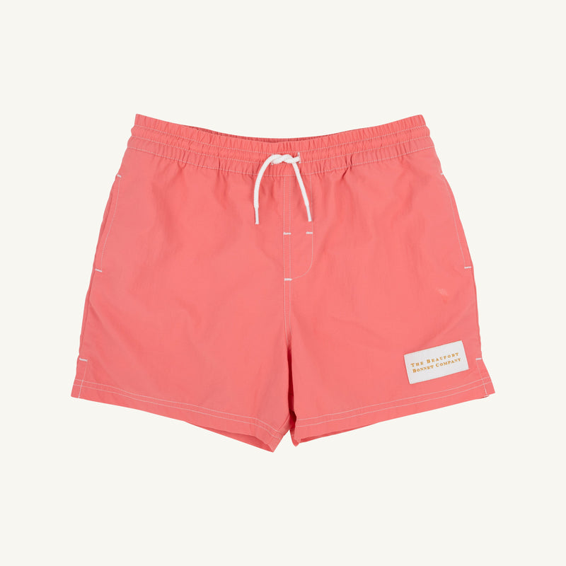 Sarasota Swim Trunks - Parrot Cay Coral with Colorblock Stripes