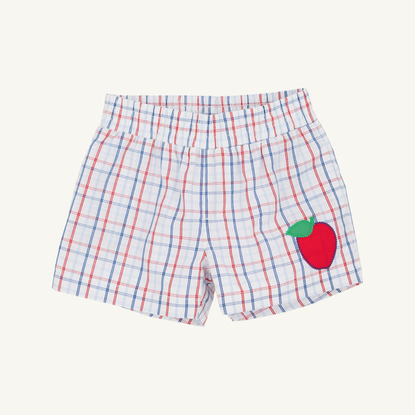 Sheffield Shorts - Whitehall Windowpane with Richmond Red Apple Applique