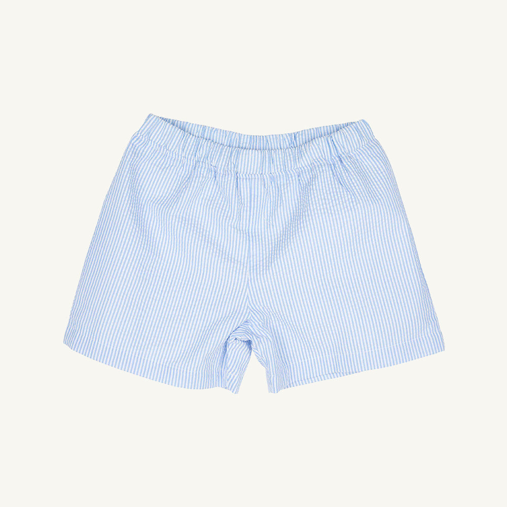 Shelton Shorts - Breakers Blue Seersucker with Breakers Blue Stork