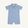 Sir Proper's Romper - Barbados Blue Stripe with Bellport Butter Yellow Stork