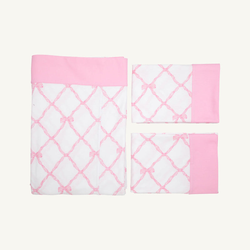 Sleep Tight Sheet Set - Belle Meade Bow with Pier Party Pink