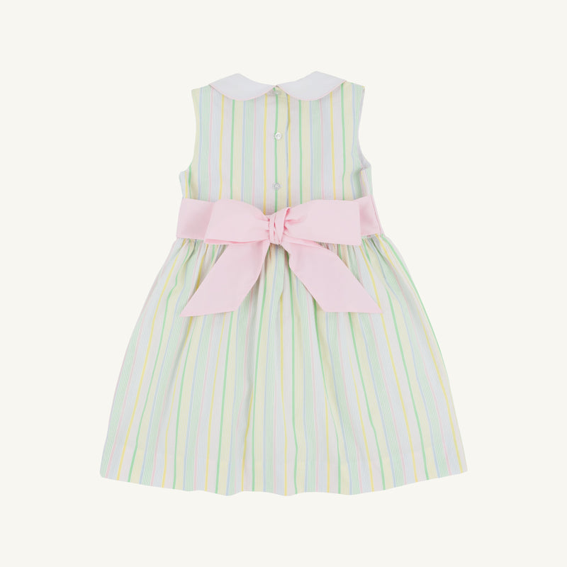 Sleeveless Cindy Lou Sash Dress - Santa Maria Seersucker with Palm Beach Pink & Worth Avenue White