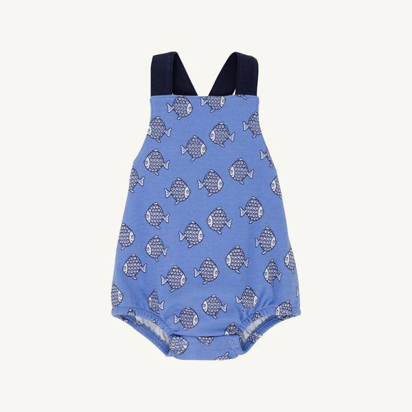 Stillman Sunsuit - Little Fishes with Nantucket Navy