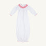 Sweetly Smocked Greeting Gown (Girl) - Worth Avenue White with Richmond Red