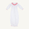 Sweetly Smocked Greeting Gown (Girl) - Worth Avenue White with Richmond Red