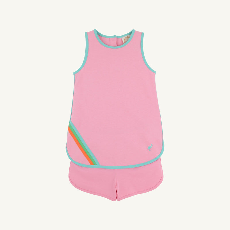 Taffy Tennis Dress - Hamptons Hot Pink with Turks Teal & Multicolor Stripe