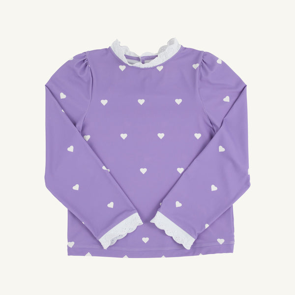 Winnie's Wave Spotter Swim Shirt (UPF 35+) - Heart Eyes (Palisades Purple) with Worth Avenue White