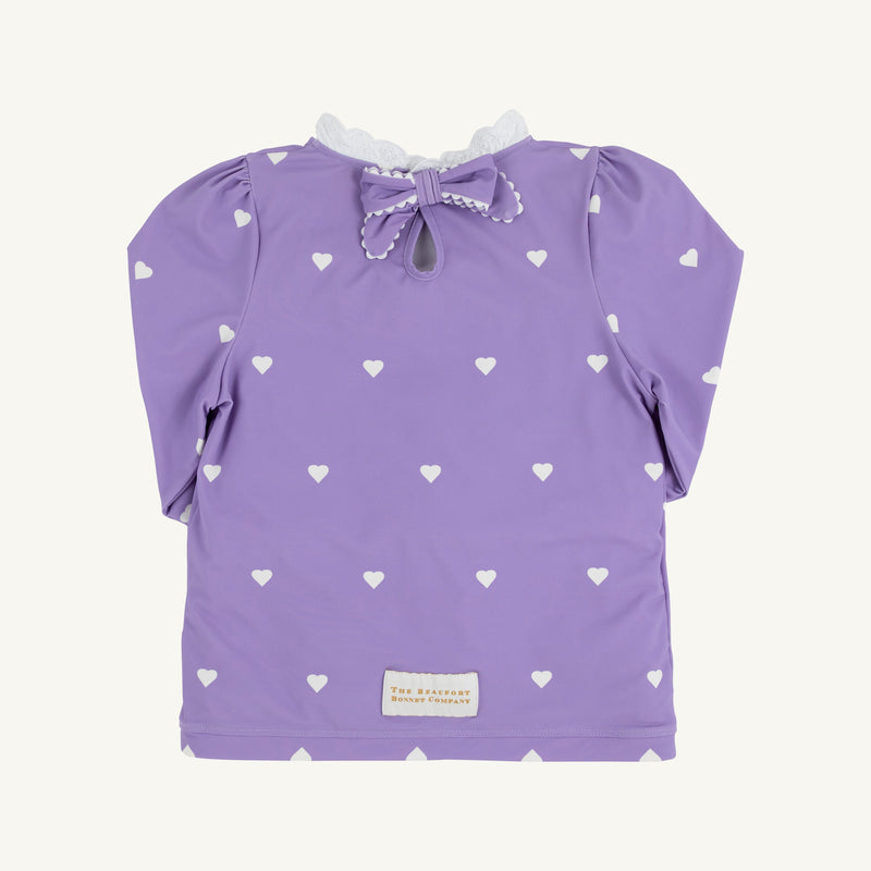 Winnie's Wave Spotter Swim Shirt (UPF 35+) - Heart Eyes (Palisades Purple) with Worth Avenue White