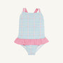 Taylor Bay Bathing Suit - Piccadilly Plaid with Hamptons Hot Pink