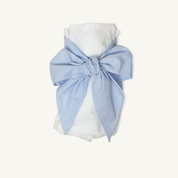 Bow Swaddle ® - Breakers Blue Seersucker