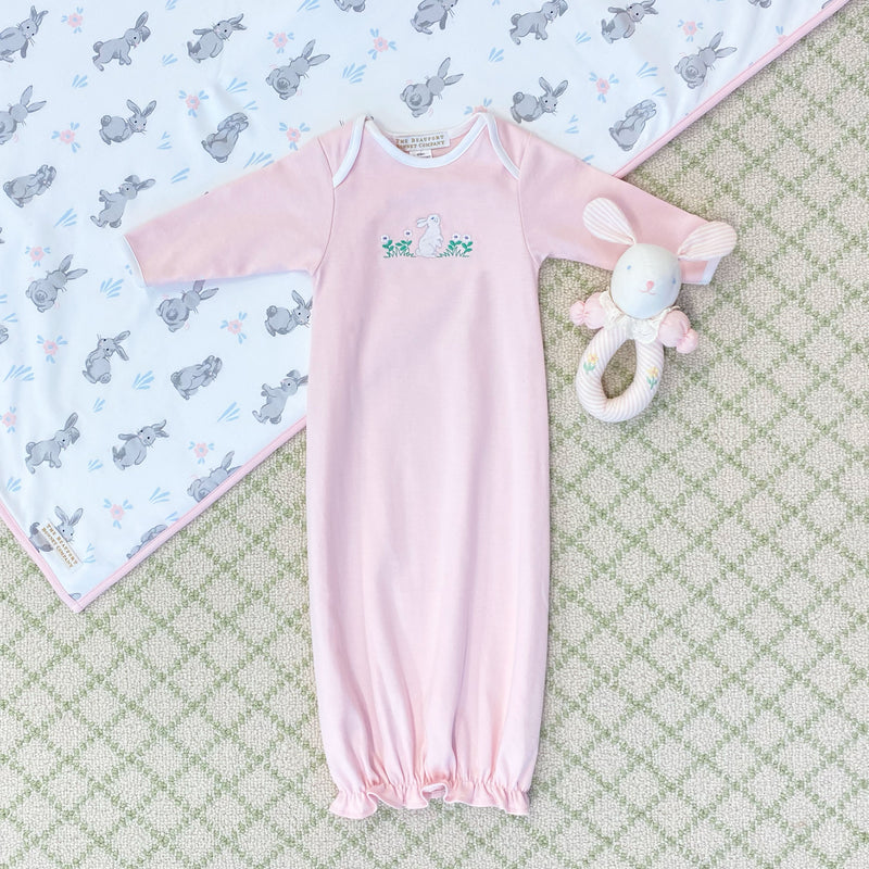 Silent Night Throw - Broad St. Bunnies (Pink) with Palm Beach Pink