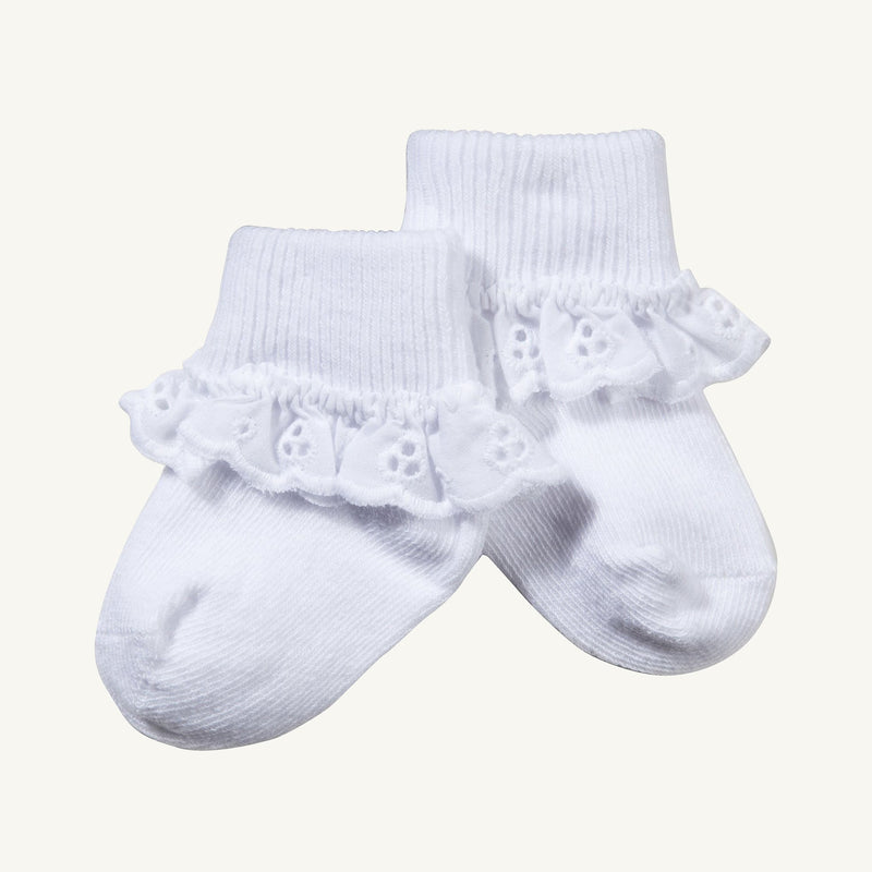 Jefferies Eyelet Socks - White