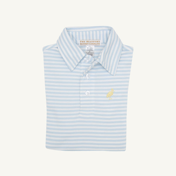 Prim & Proper Polo & Onesie - Buckhead Blue Stripe with Seaside Sunny Yellow Stork