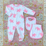 Burp Me Bib - Precious Peanuts (Pink) with Hamptons Hot Pink