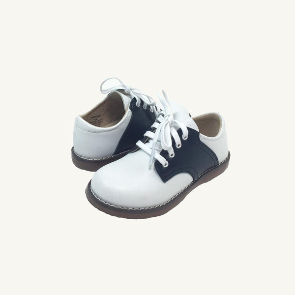 Footmates Saddle Shoe - White with Navy