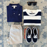 Prim & Proper Polo & Onesie - Nantucket Navy with Worth Avenue White Stork