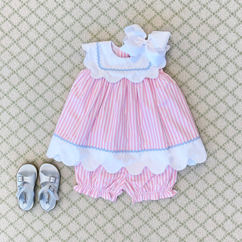 Sydney Scallop Set - Pier Party Pink Pinckney Pink Stripe with Worth Avenue White & Buckhead Blue