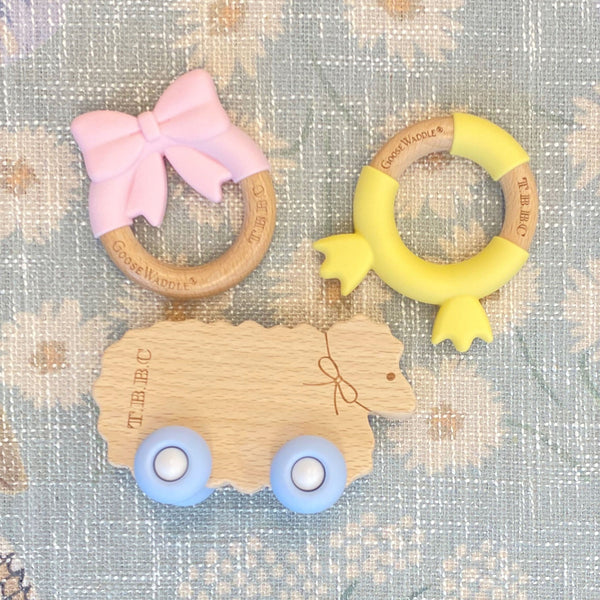 GooseWaddle x T.B.B.C. Sheep Wooden & Silicone Teether - Buckhead Blue