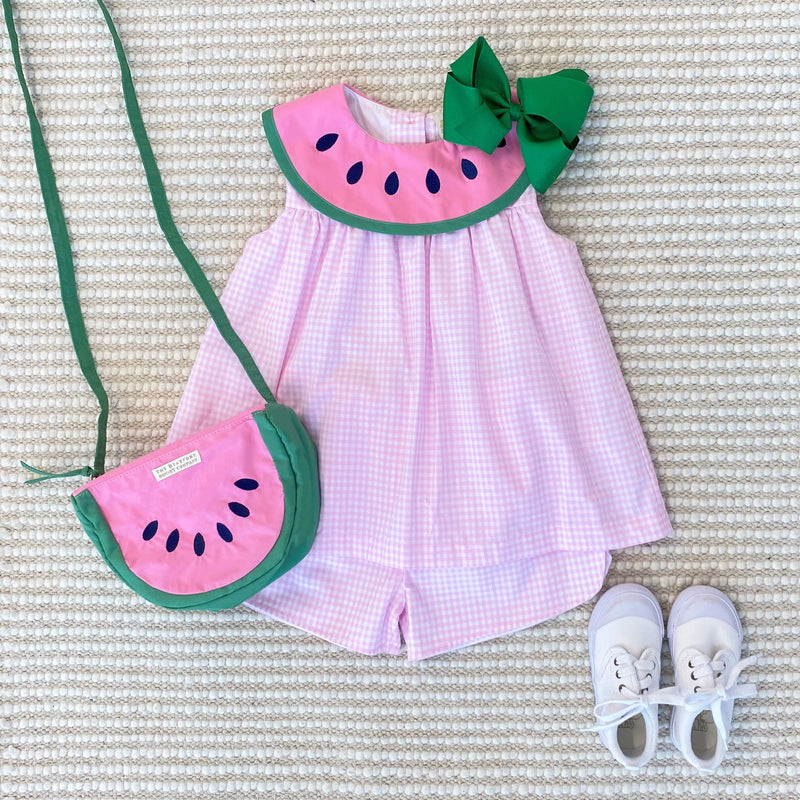 Sleeveless Tabitha's Teacher's Pet Set - Greenbrier Gingham Watermelon