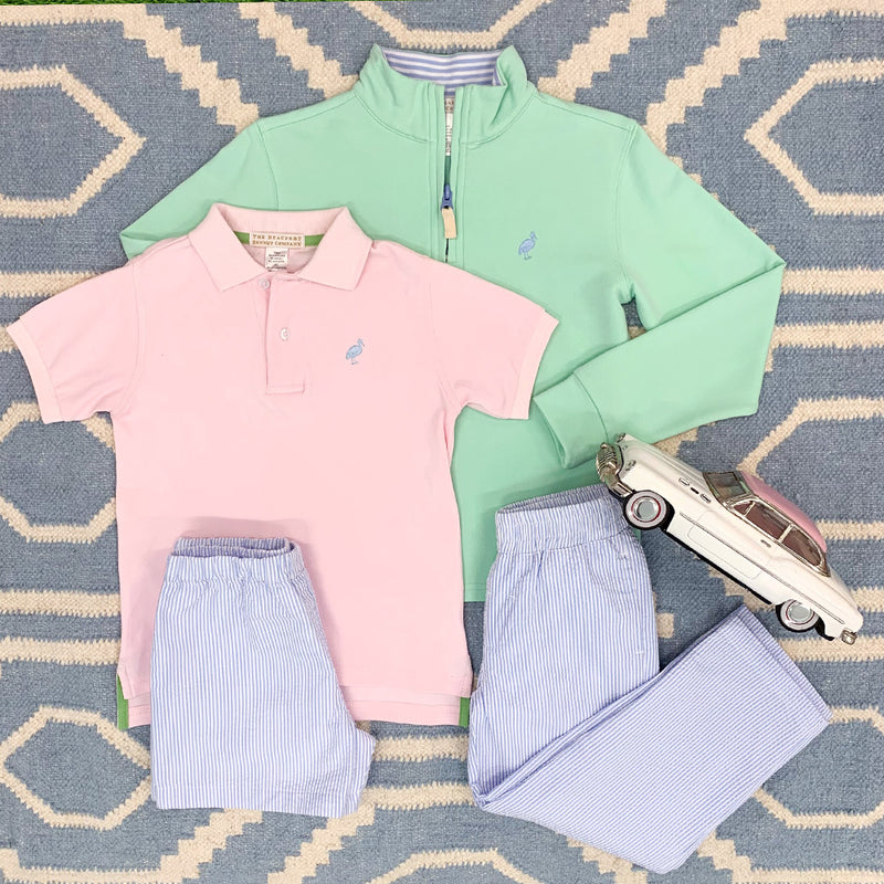 Prim & Proper Polo - Palm Beach Pink with Buckhead Blue Stork