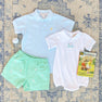 Prim & Proper Polo & Onesie - Buckhead Blue with Bellport Butter Yellow Stork