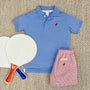 Prim & Proper Polo & Onesie - Barbados Blue with Richmond Red Stork