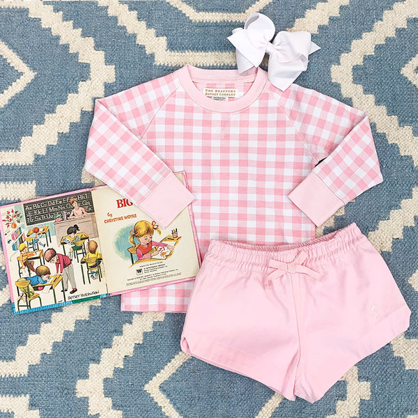 Cassidy Comfy Crewneck - Palm Beach Pink Gingham with Palm Beach Pink