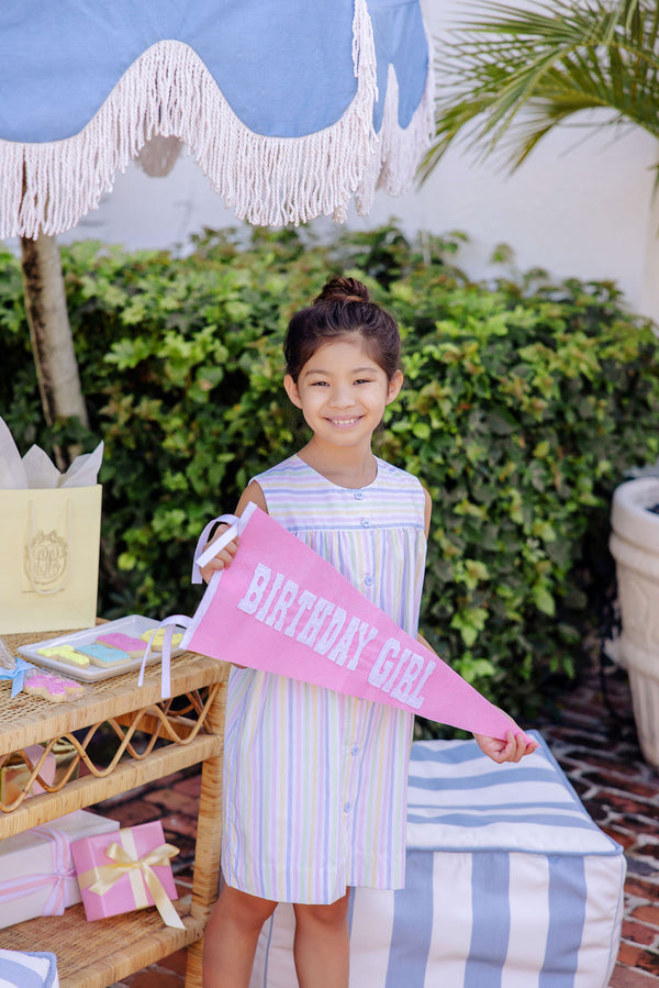 Picture Pennant - Hamptons Hot Pink with Worth Avenue White "Birthday Girl"