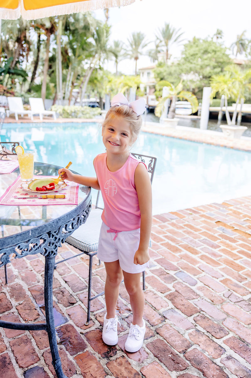 Cheryl Shorts - Worth Avenue White with Hamptons Hot Pink Stitching & Stork