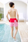 Country Club Colorblock Trunks - Richmond Red with Hamptons Hot Pink