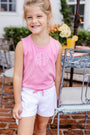 Cheryl Shorts - Worth Avenue White with Hamptons Hot Pink Stitching & Stork