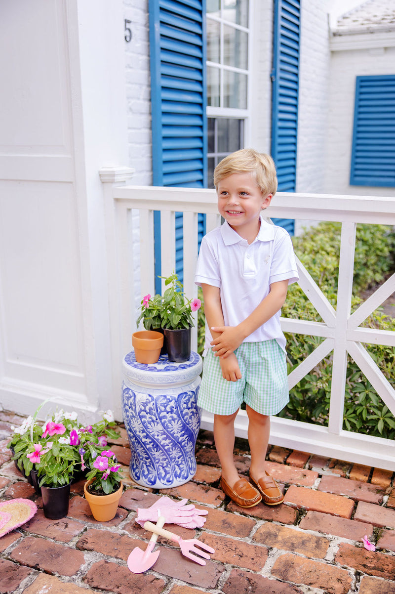 Shelton Shorts - Grafton Green Gingham with Worth Avenue White Stork