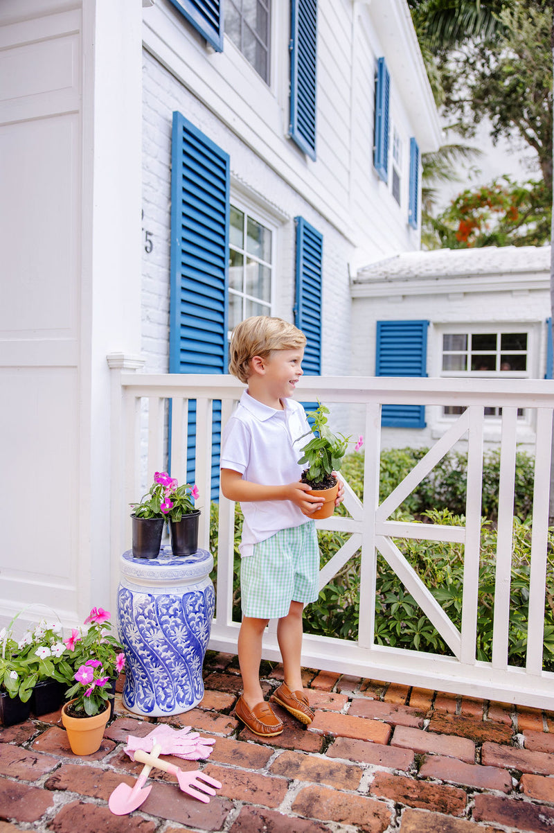 Shelton Shorts - Grafton Green Gingham with Worth Avenue White Stork