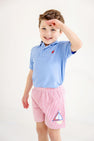 Prim & Proper Polo & Onesie - Barbados Blue with Richmond Red Stork