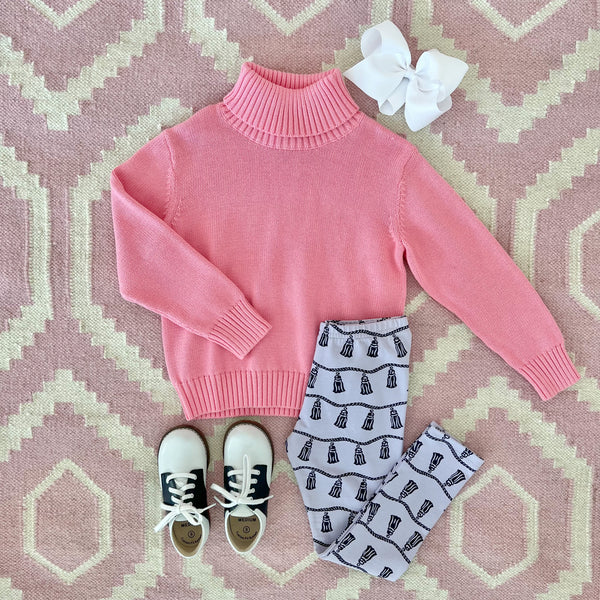 Townsend Turtleneck Sweater - Hamptons Hot Pink with Palm Beach Pink Stork