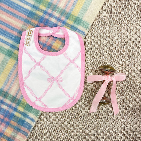 Burp Me Bib - Belle Meade Bow with Pier Party Pink